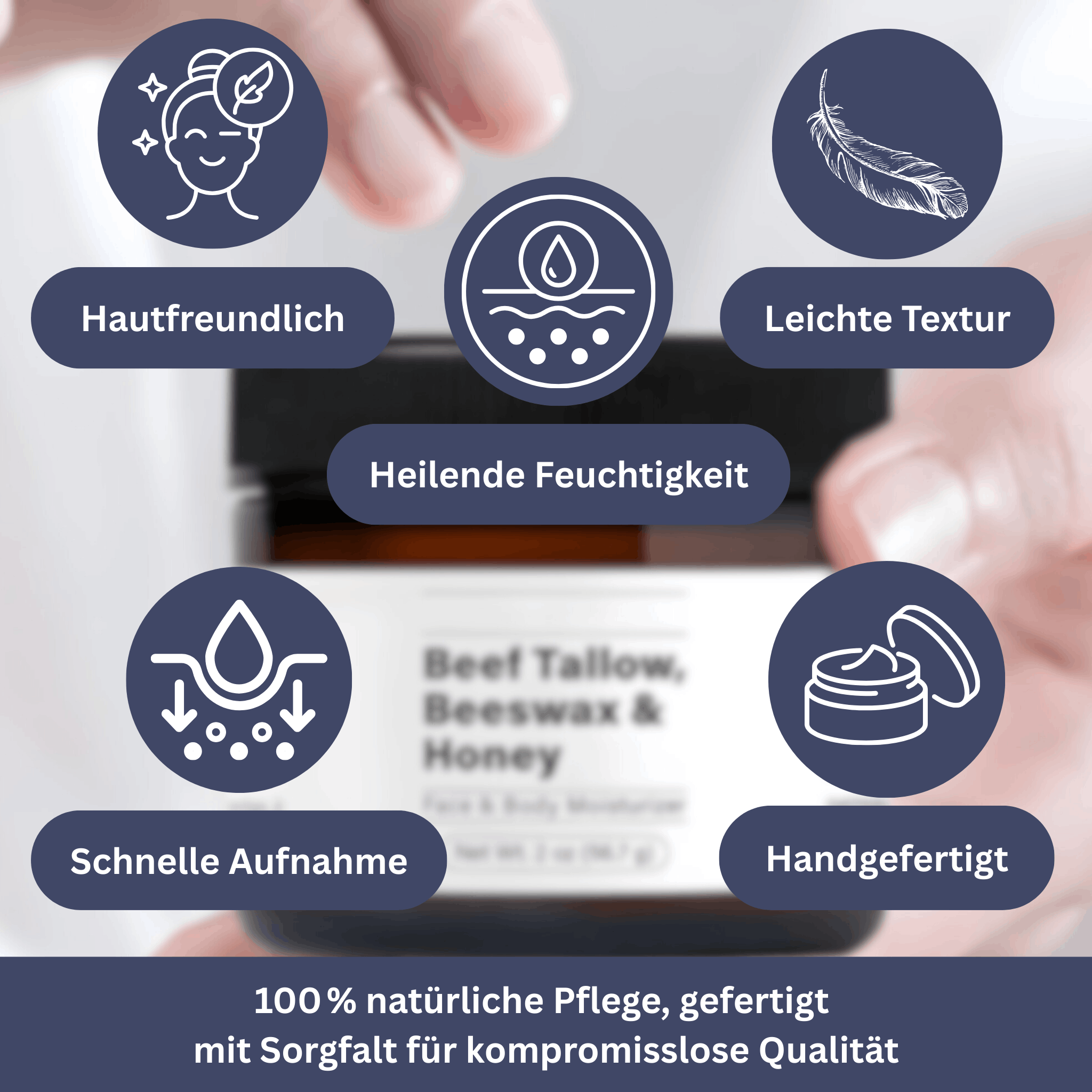 Beef Tallow Moisturizer met bijenwas & honing – 2-in-1