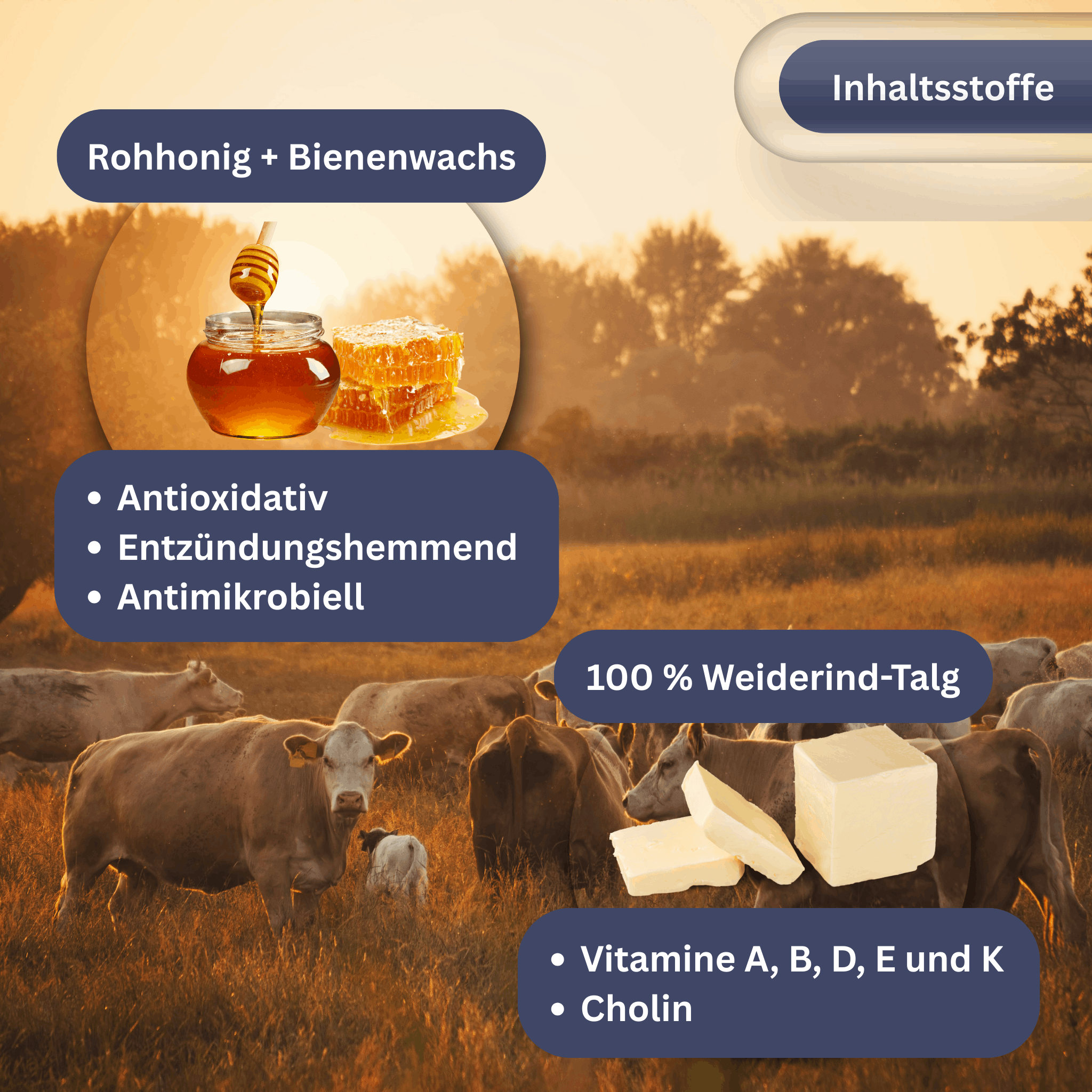 Beef Tallow Moisturizer met bijenwas & honing – 2-in-1