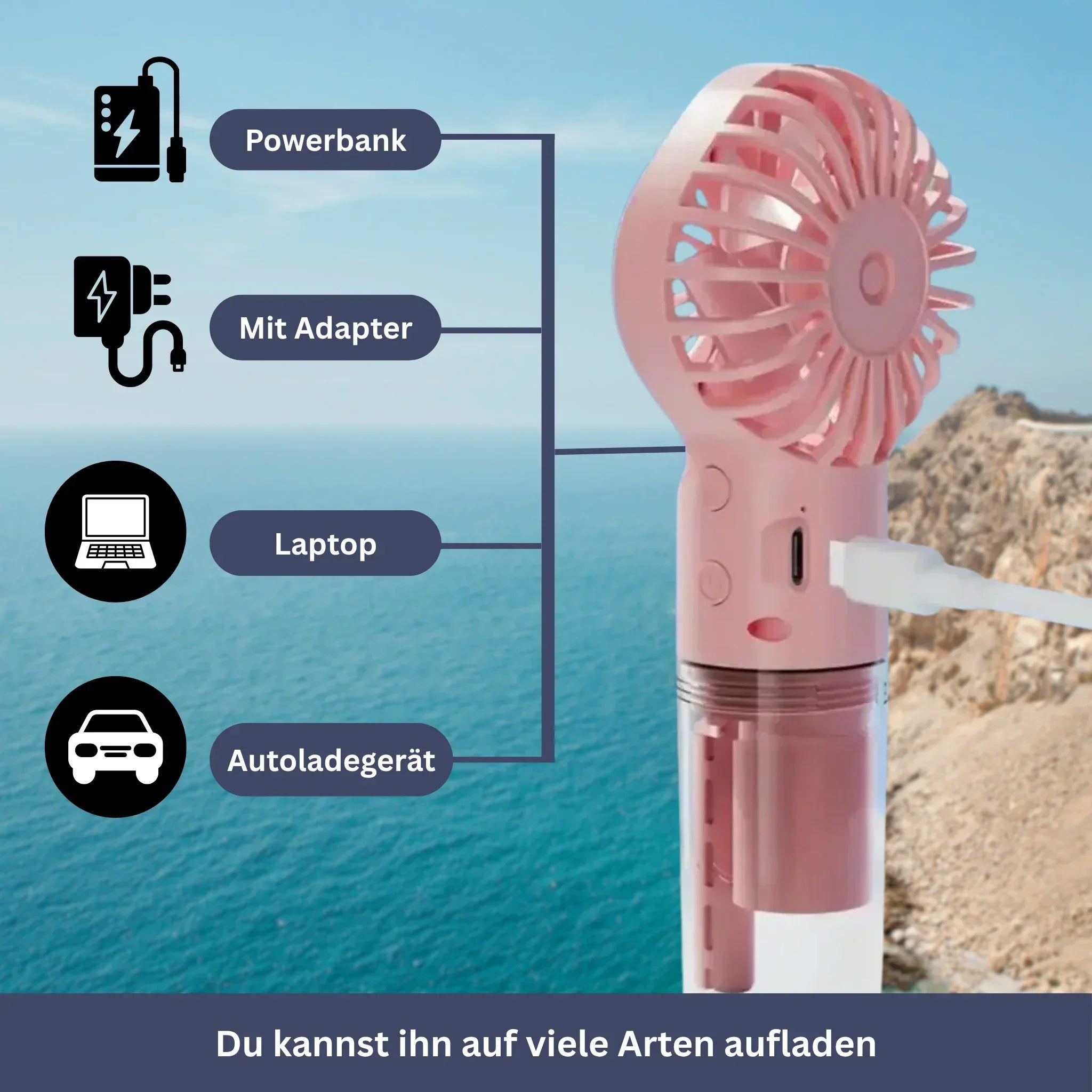Draagbare Handventilator met Waterspray