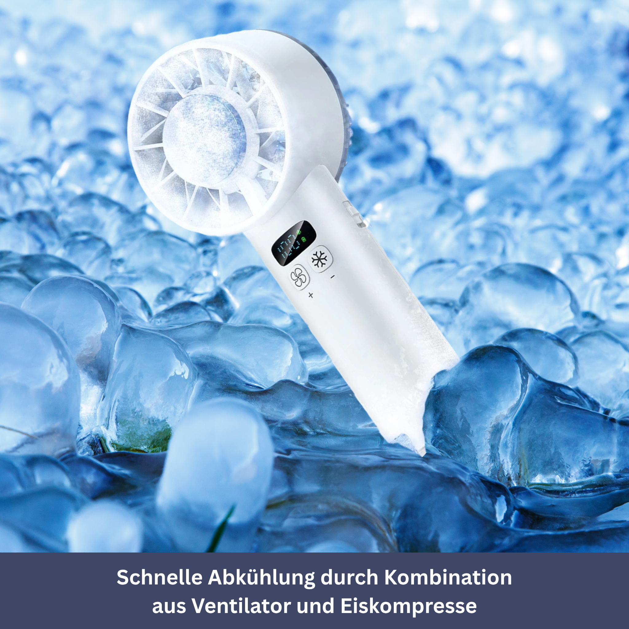 Mini-handventilator met ijscompres