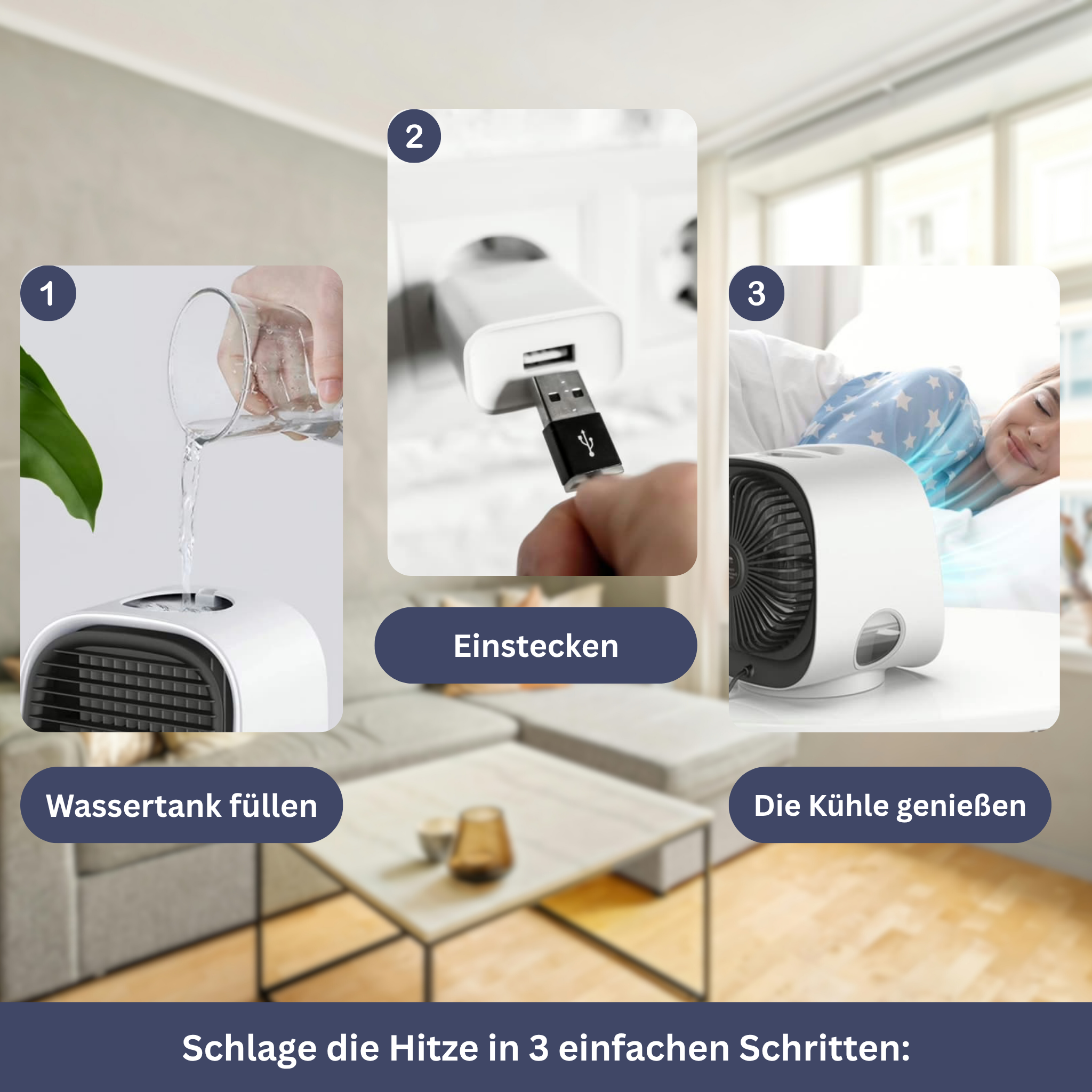 Kleine luchtkoeler met USB-aansluiting