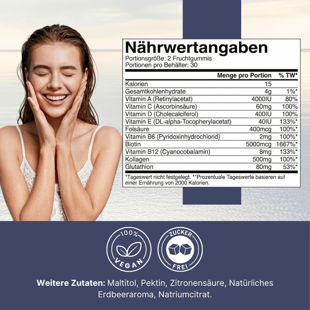 Collagen + Vitamin C Gummies for Skin, Hair & Nails