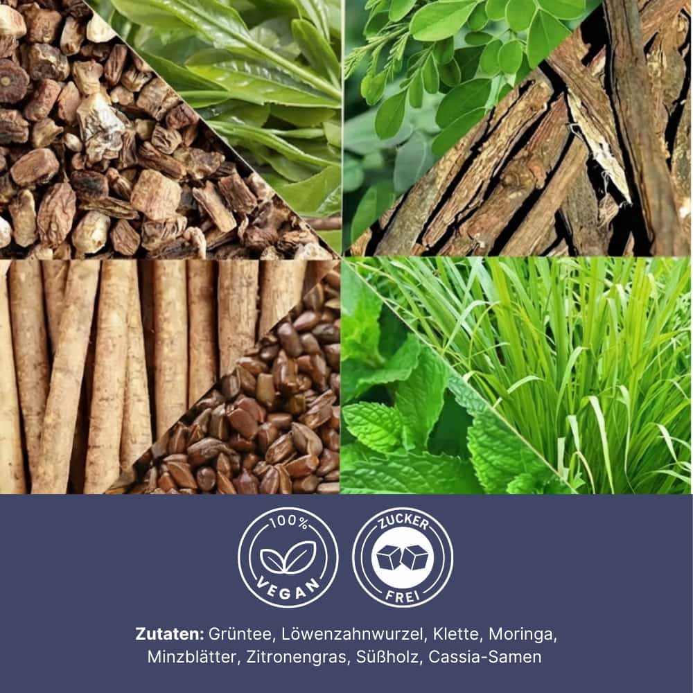 Kräutertee-Mischung mit Grüntee, Cassia-Samen & Zitronengras